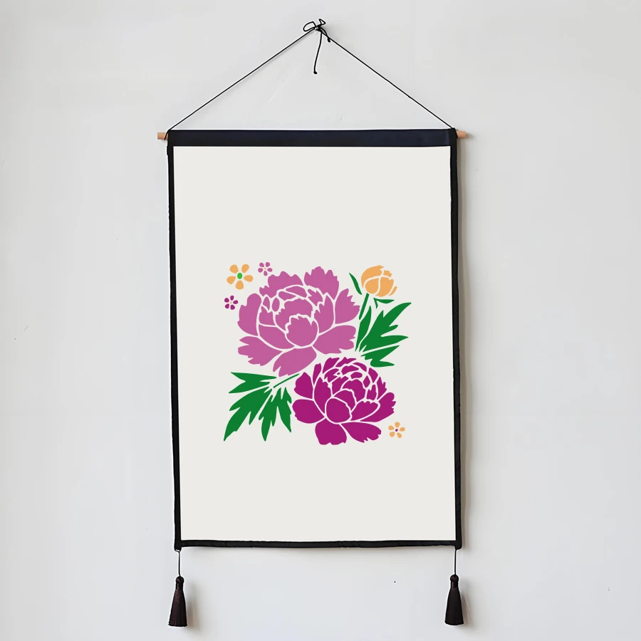 Peony Flower Stencil Template for DIY Decor