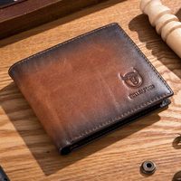 BULLCAPTAIN RFID Wallets for Men Slim Bifold Genuine Leather Front Pocket Wallet with 2 ID Windows