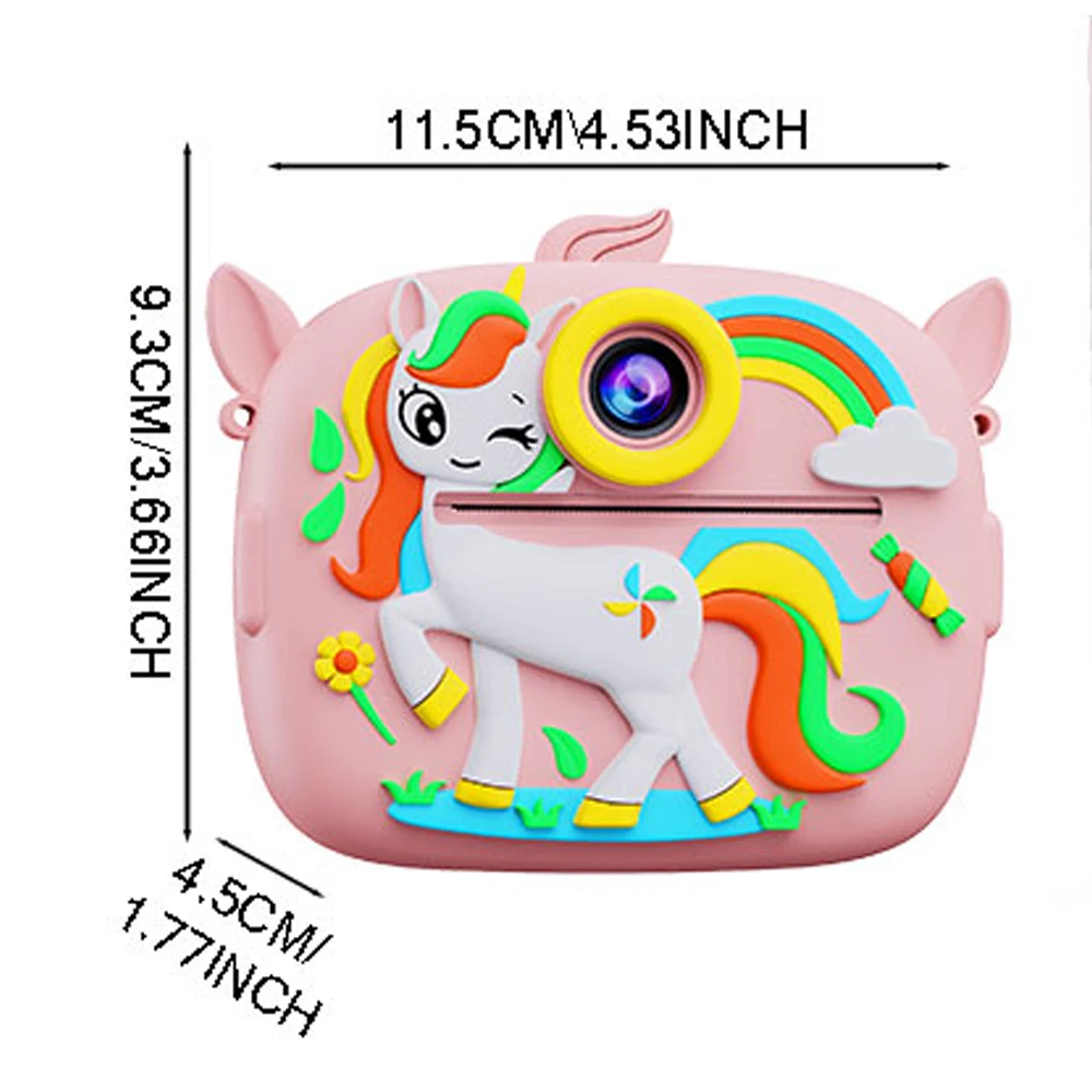 Niedliche kleine Dinosaurier-Form, Sofortdruckkamera, 32 GB Speicherkarte, 1080P HD, Dual-Kamera, Sofortdruck mit 3 Rollen Druckerpapier