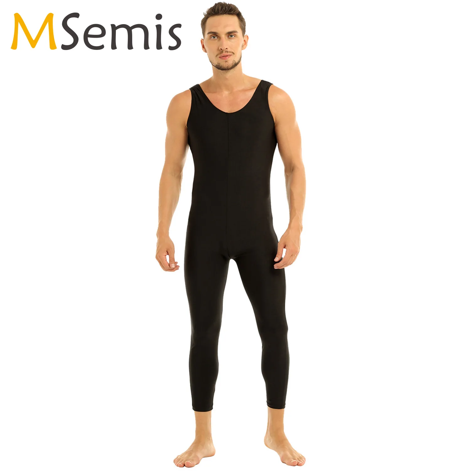 Men ballet Leotard Dance bodysuit Well Fit Gymnastic leotard One Piece Scoop Neck Sleeveless Skin-Tight Vest Unitard Bodysuit