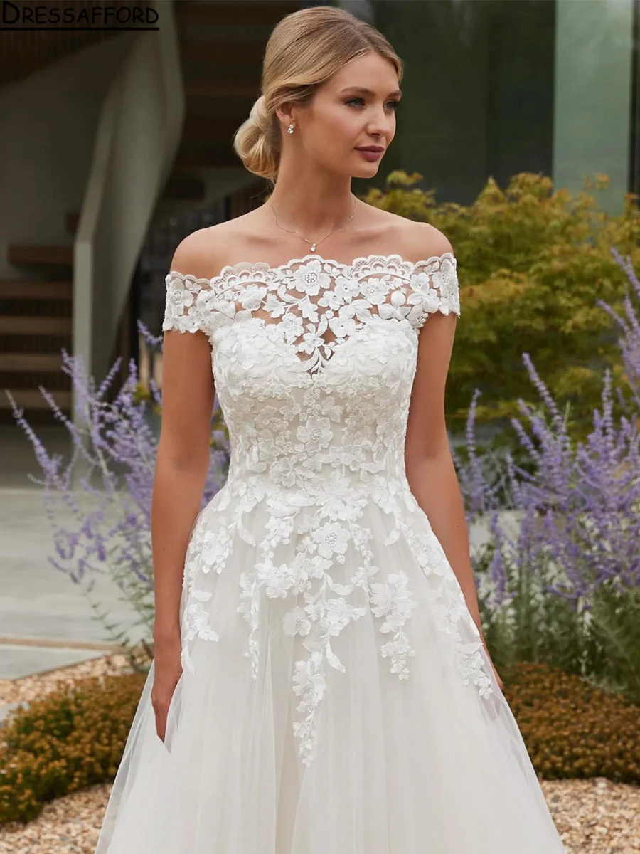 Lace Wedding Dresses Off The Shoulder Sweetheart Appliques A Line Bride Gowns Backless Princess Bridal Robe De Mariee