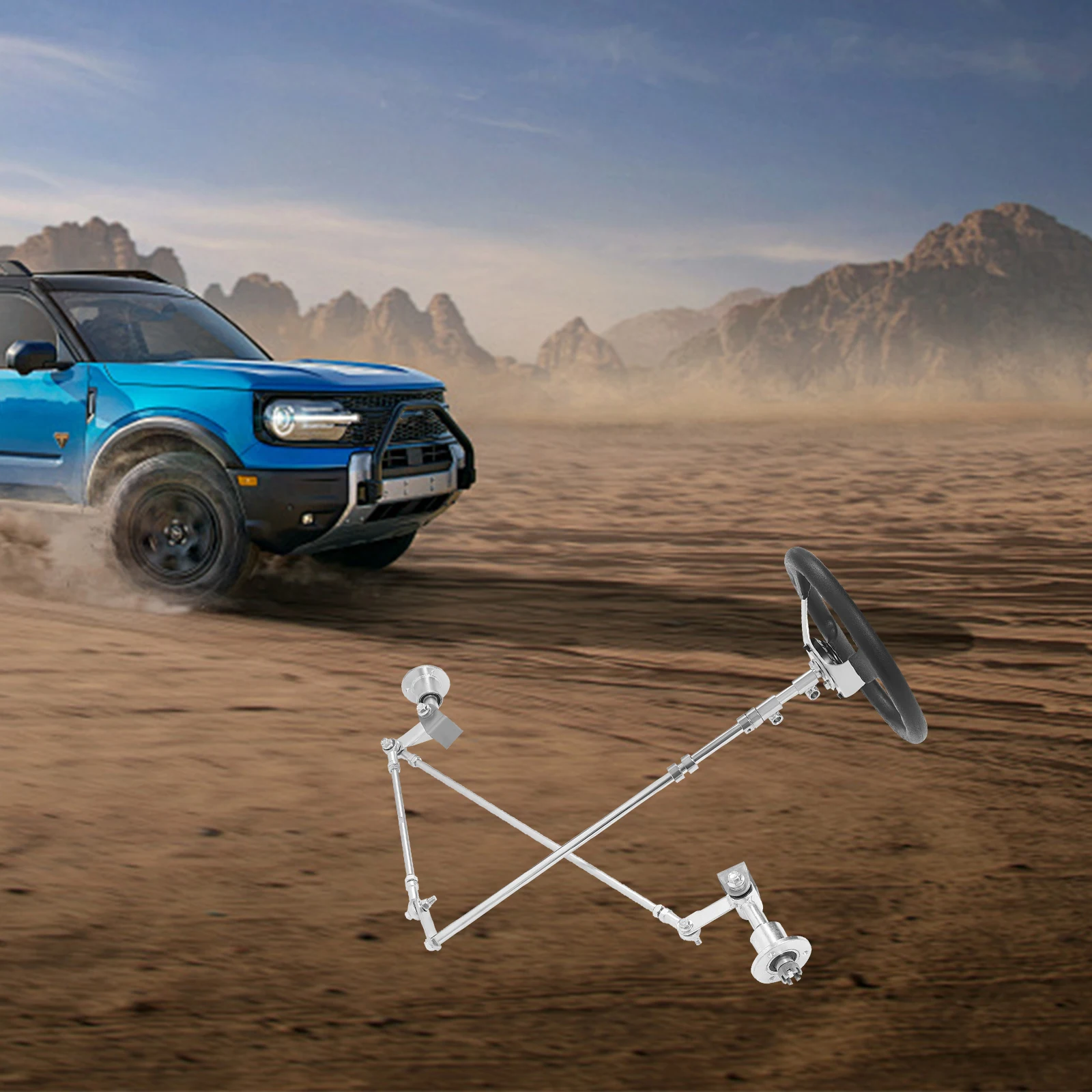 Go Kart Front Steering Gear Rack Tie Rod Ball Joint Front Steering Modification Kit for 168cc UTV ATV