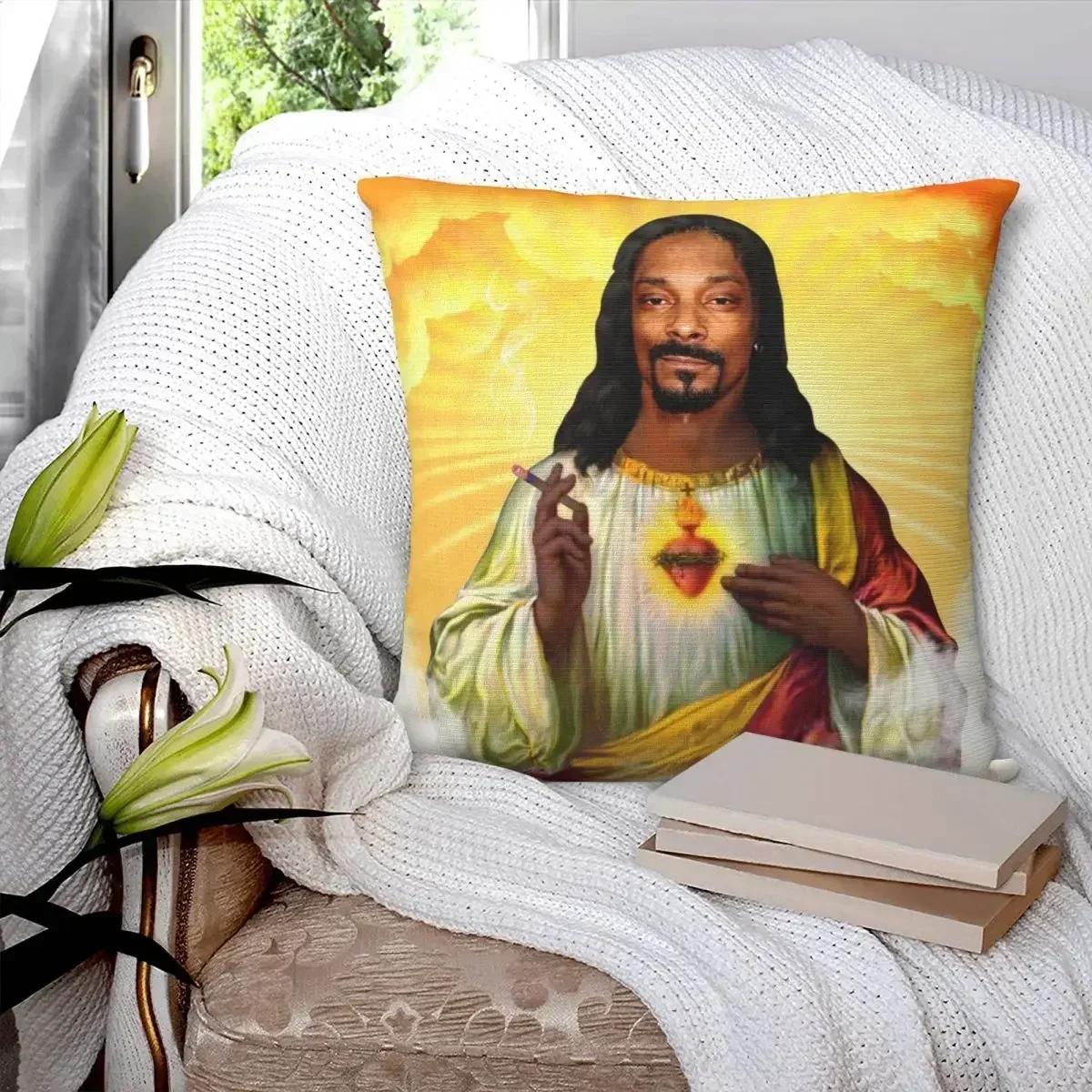 Saint Jesus Snoop Dogg Pillowcase Printed Polyester Cushion Cover Gift Throw Pillow Case Cover Home Square 1pc