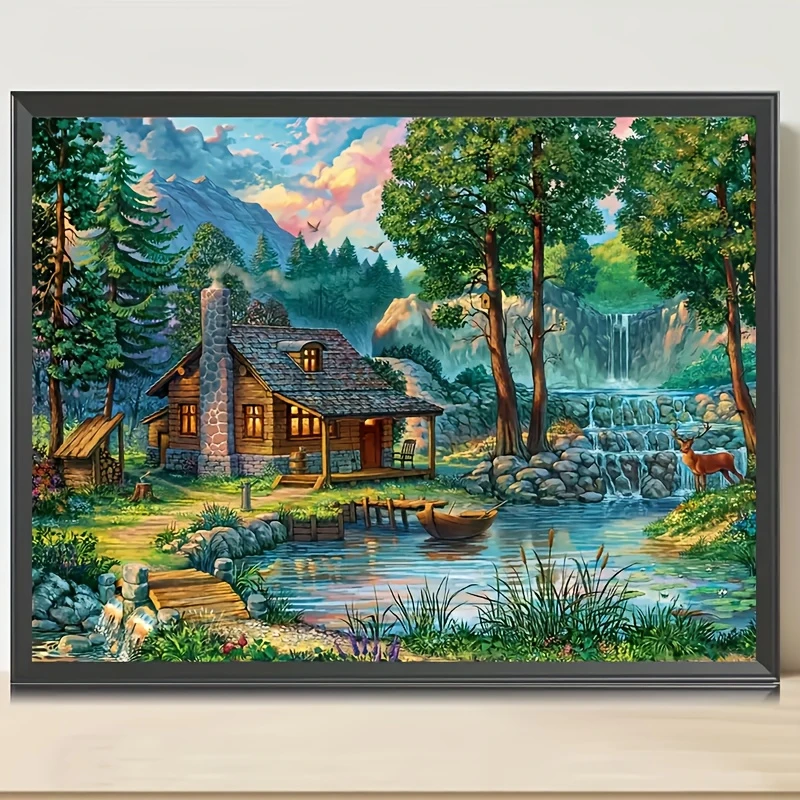 

Landscape House 500/1000/1200/2000 PCS Jigsaw Puzzles Family Activity Games DIY Puzzle for Living Room Home Decor Gift Frameless