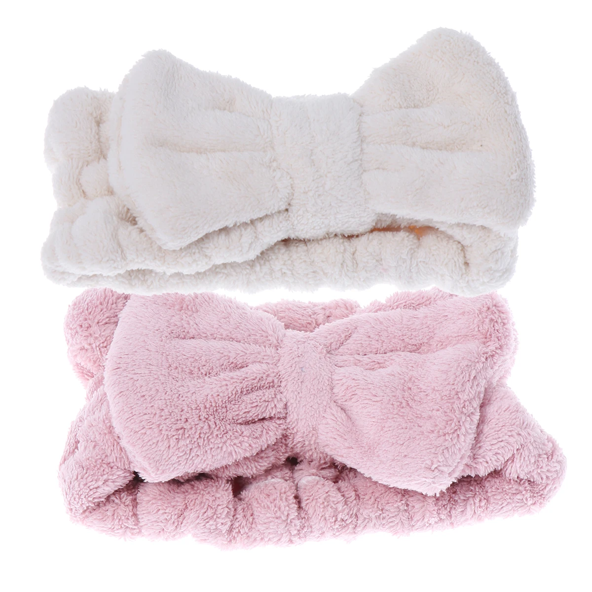 

2Pcs Coral Headband Women Hair Bands Bowknot Elastic Turbans Wrap Pink Bow-Knot Headband White Shower Makeup Washing Face