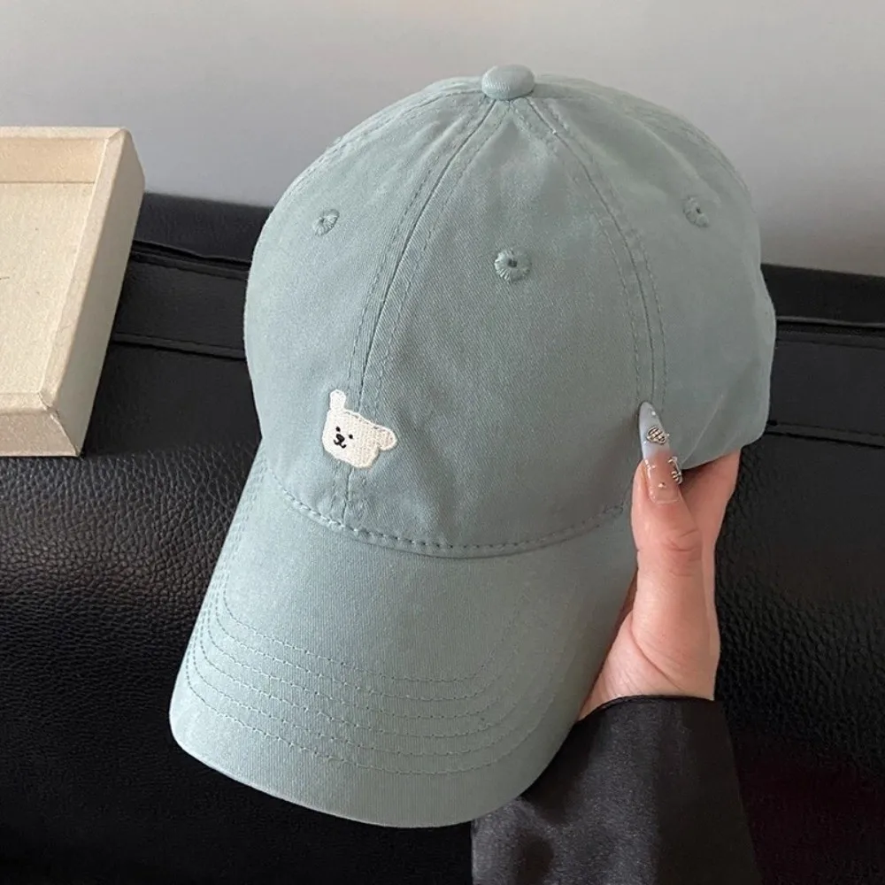 Fashion Korean Puppy Embroidery Cap Solid Color Versatile Men Women Baseball Cap Cotton Sweet Snapback Hat Outdoor