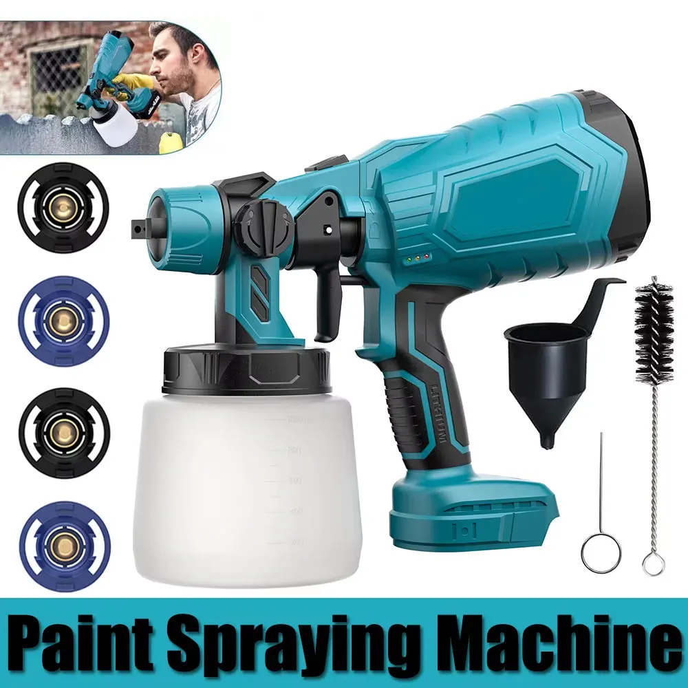 

600 мл беспроводной электрический пистолет-распылитель, мощный распылитель краски, автомебель, стальное покрытие, аэрограф для домашнего интерьера, инструменты для распыления