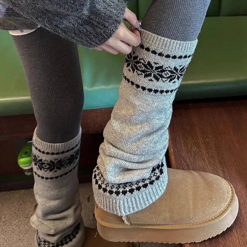 

Теплые вязаные осенне-зимние гетры, женские гольфы, вязаные ботинки с цветами из конопли, Y2K, вязаные крючком носки, манжеты для ботинок