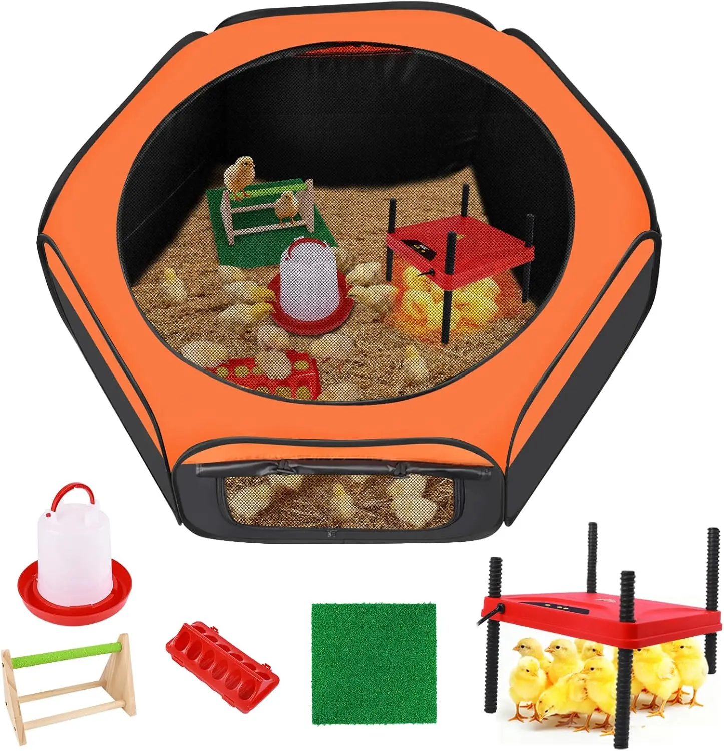 Indoor Chick Rearing, Plastic and Metal, No Color Specified, 6-in-1 Starter Kit with Various Accessories