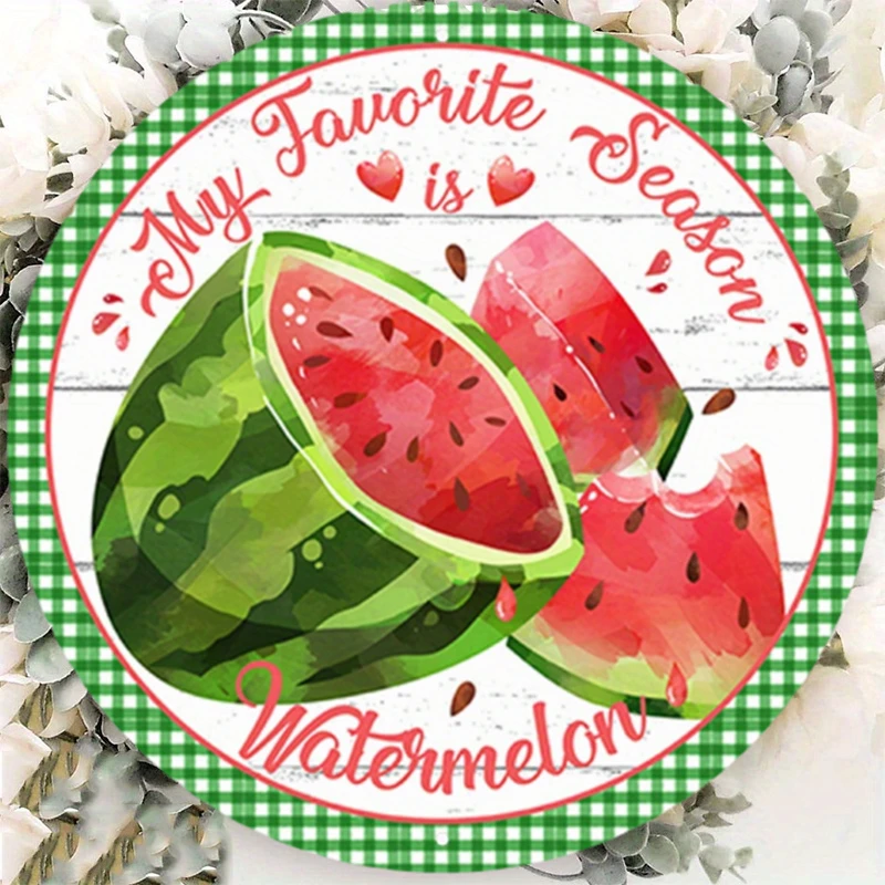 

Aluminum Metal Sign Watermelon Sign, Wreath Attachment, Summer Wreath Rail Attachment, Wall Art, Home Decor, 8x8Inch, 1Pc