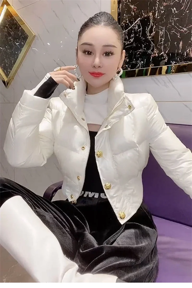 Korean Down Cotton Jacket Women 2025 New Winter Loose Stand-up Collar Casual Short Waterproof Parka Outwear Ladies Warm Overcoat
