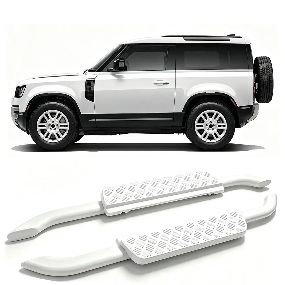2Pcs Aluminium Running Boards Fits for 2020-2026 Land Rover Defender 90 Side Step Pedal Fixed Foot Step Stair