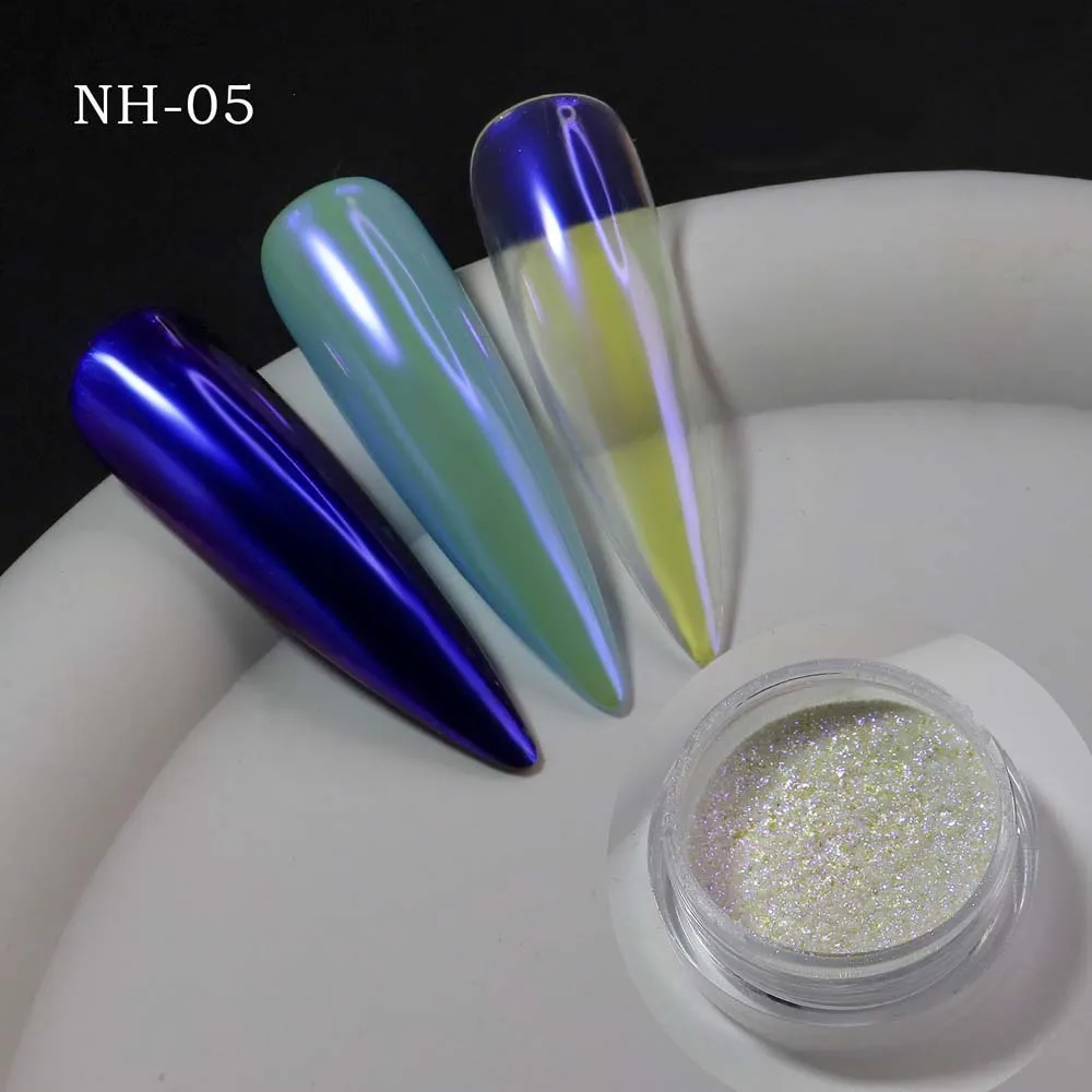 Esmalte holográfico brillante para decoración de uñas, purpurina de neón, pigmento de polvo, polvo de sirena de espejo