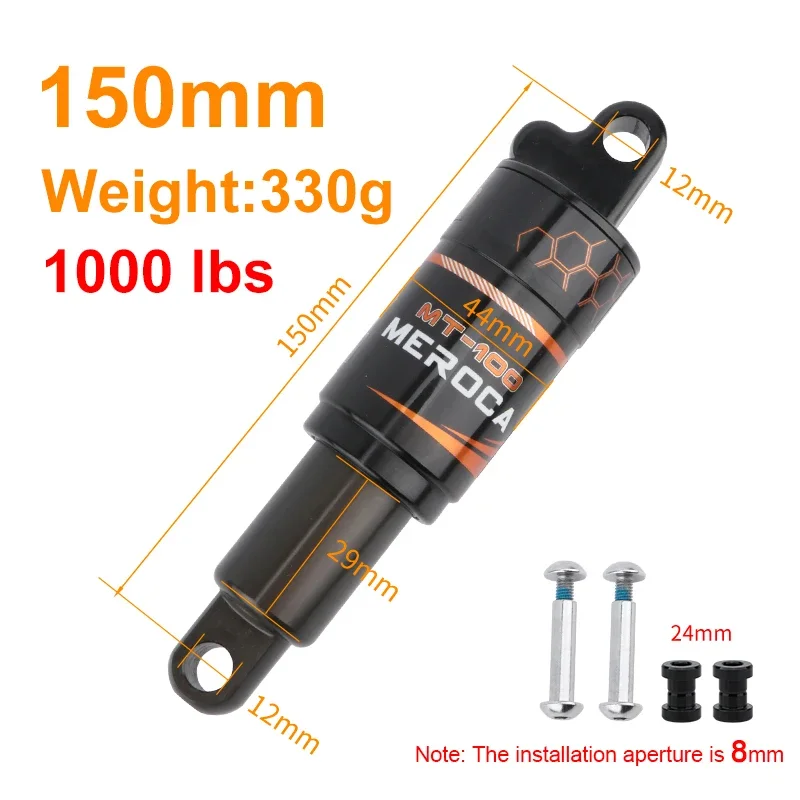 MEROCA Fahrrad-Hinterbaudämpfer 125/150/165/190mm Mountainbike Öl-Feder-Stoßdämpfer