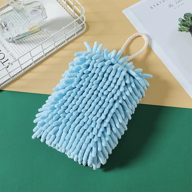 Chenille Hand Towel Kitchen Bathroom Bath Cute Soft Pink Hanging Hand Wipe Hangable Hairball Absorbent Microfiber Children Kid