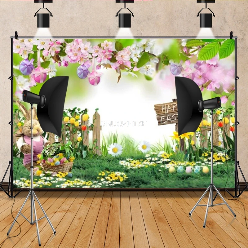 

SHUOZHIKE Easter Day Digital Photography Backdrops Props Rabbit Flowers Arch Doors Maternity Photo Studio Background FH-03