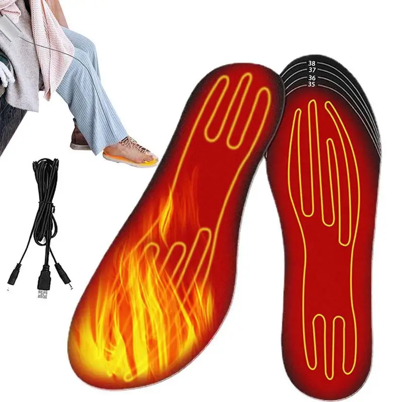 Electric Heating Insole Can Be Cut With USB Cable Rechargeable Shoes Warm Insoles Pad For Fishing Hiking Camping Outdoor Sports