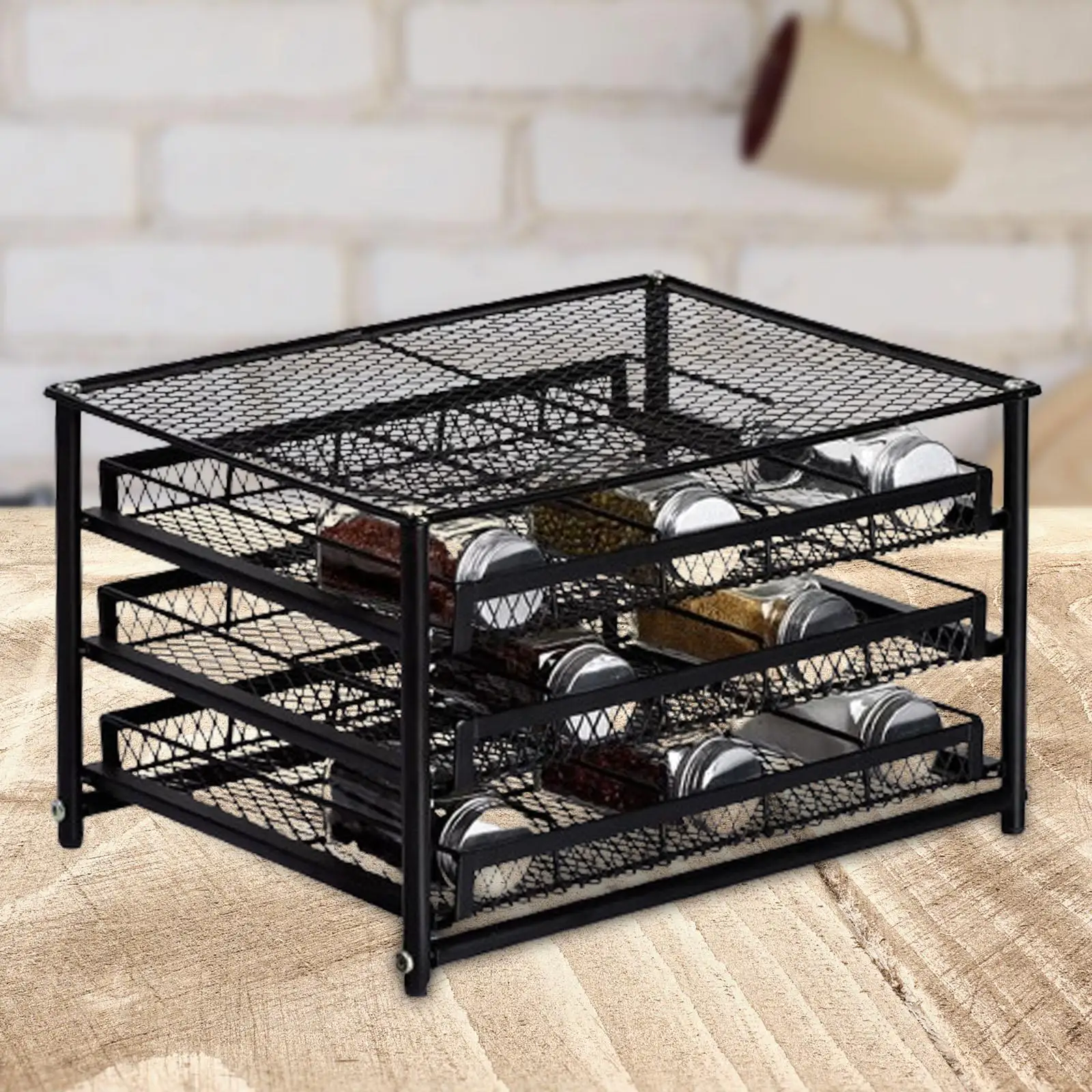 Spice Rack 3 Tiers Multifunctional Condiment Organizer Rack Spice Storage Holder for Tabletop Restaurant Bathroom Household Cafe
