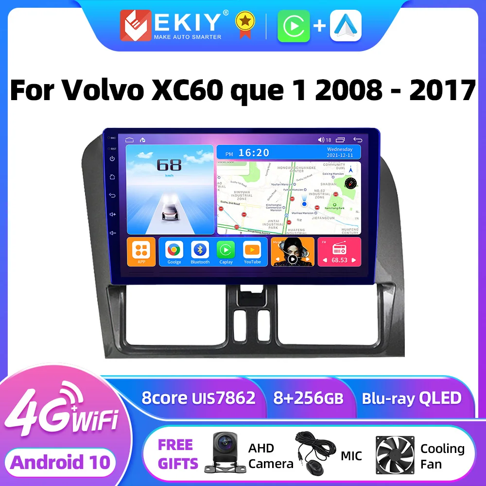 EKIY T7 Android Car Radio 8+256G For Volvo XC60 que 1 2008 - 2017 Stereo Multimedia Player GPS Navigation BT Carplay No 2din DVD