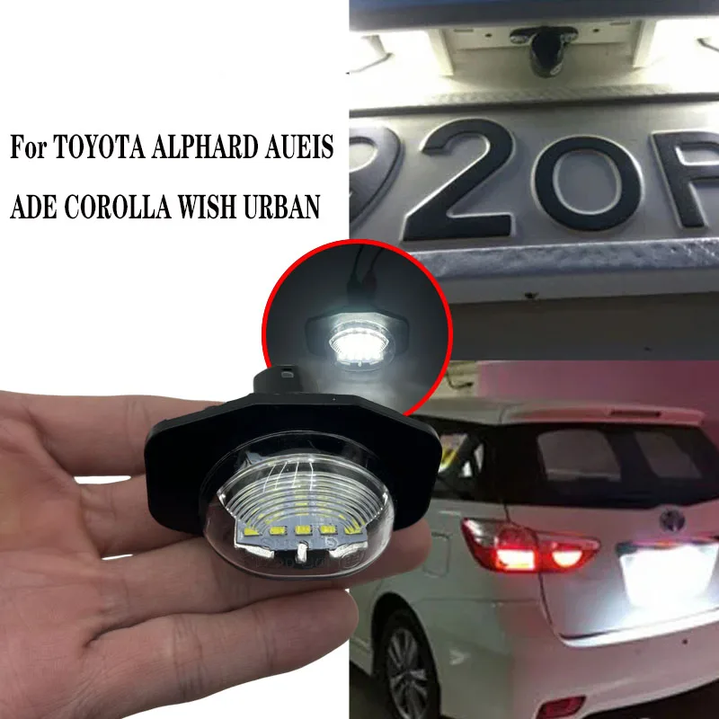 

2X canbus Car LED License Plate Lights 12V LED Number Plate Lamp For Toyota Corolla Auris Alphard Sienna Wish Scion XB XD Urban