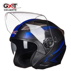 GXT-Casco de motocicleta de media cara ABS, seguridad eléctrica, doble lente, para hombre y mujer