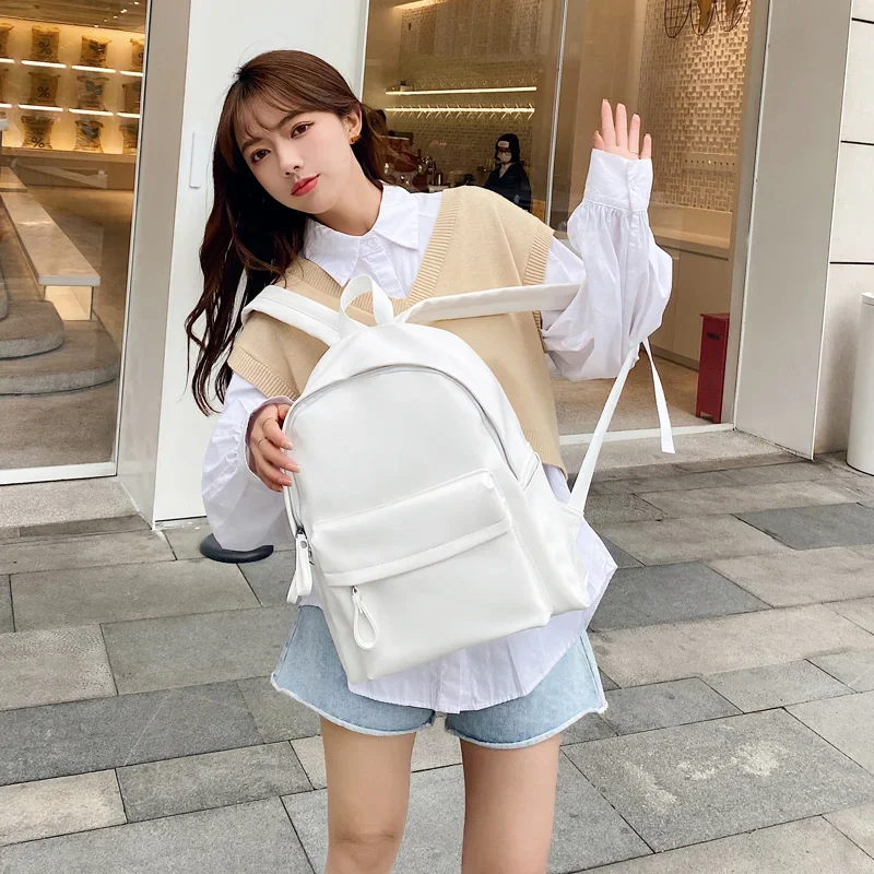 Fashion Woman Backpack Large Capacity Leather Laptop Bagpack High Quality Book Schoolbag for Teenage Girls Student Mochila