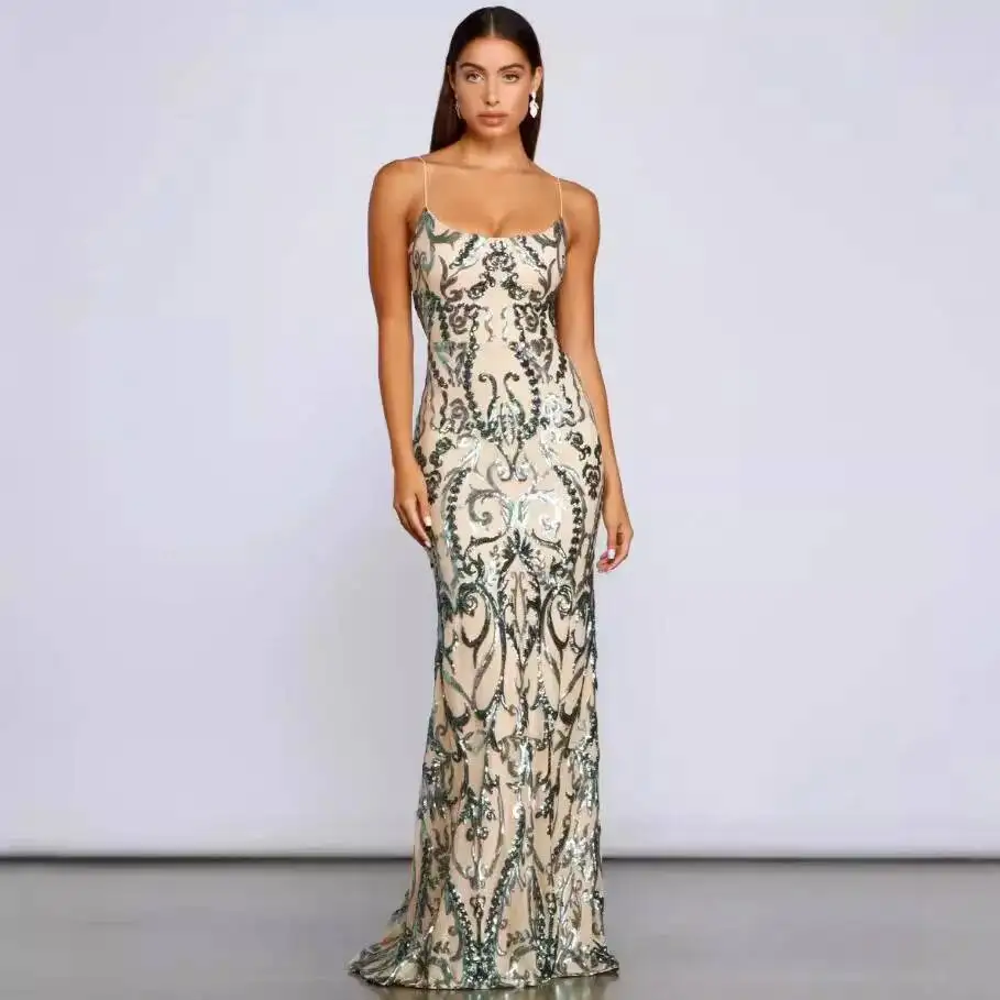 Vestidos de verano para mujer, vestidos de lentejuelas, vestido de retazos, vestido informal de fiesta para dama de honor, vestido de cola de pez, vestidos de noche