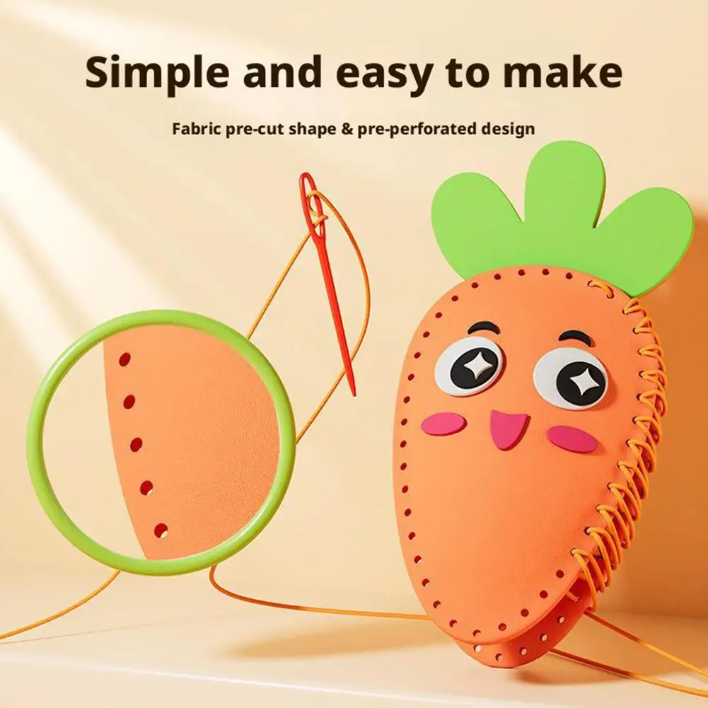 Children's DIY Sewing Toy Kits Cute Animal Fruit Rope Threading Doll Pendant Enhance Hands-on Ability For Kids Birthday Gifts
