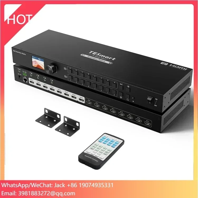 TESmart 8x8  Seamless Matrix Switch 1920x1080@60Hz Quad-View W/LCD, Audio Splitting and Preview Mode Switcher