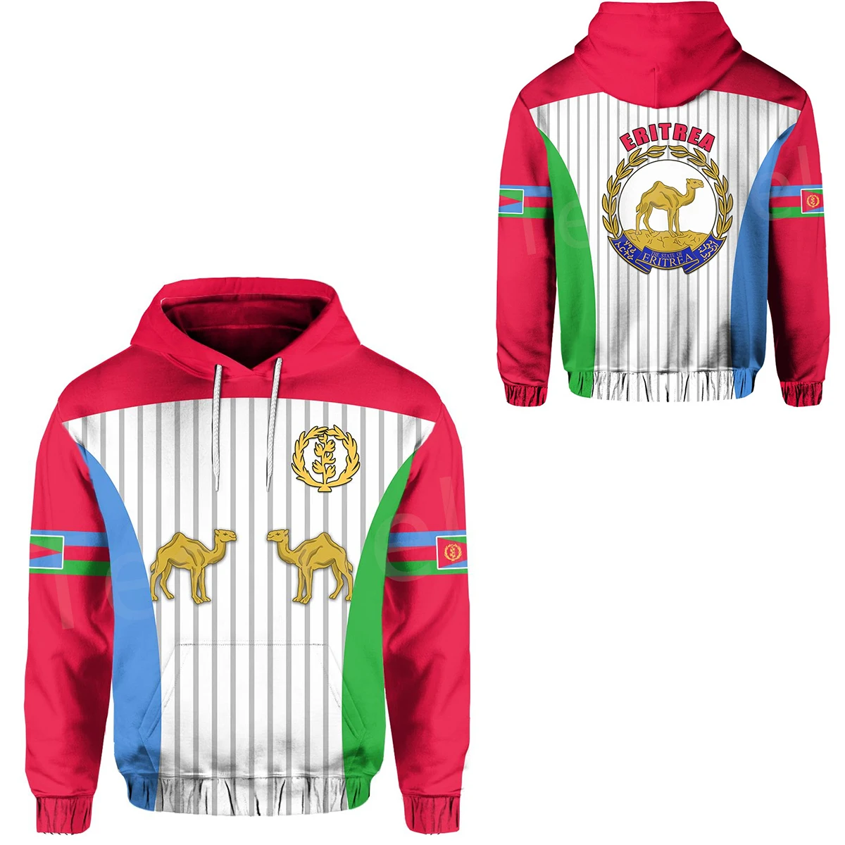 Tessffel NewFashion Black History Africa Country Eritrea Flag Tribe Retro Tracksuit 3DPrint Men/Women Casual Pullover Hoodies A5