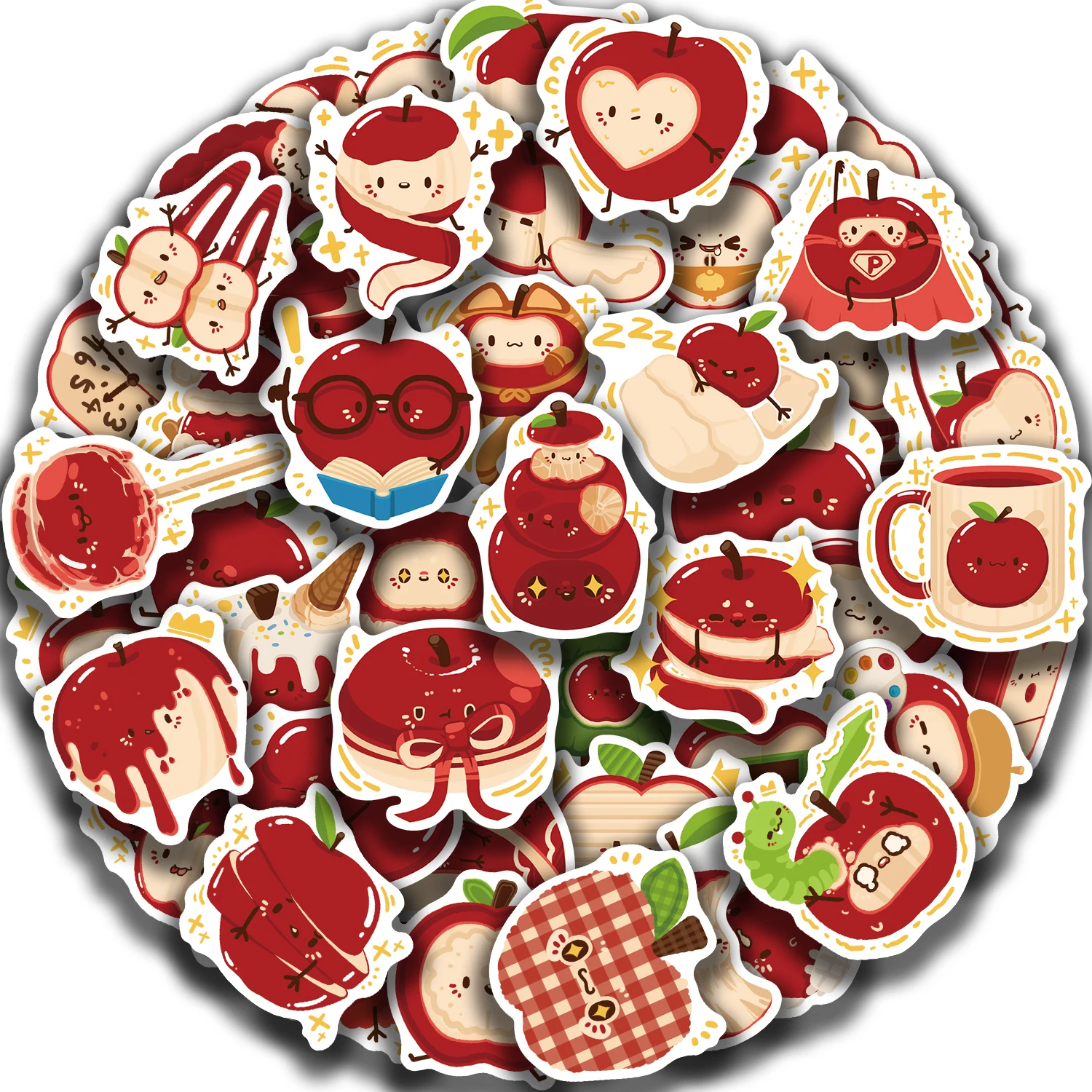 50pcs Appleland Stickers - Waterproof Reusable Creative DIY Decals for Phones, Laptops, Helmets & Skateboards