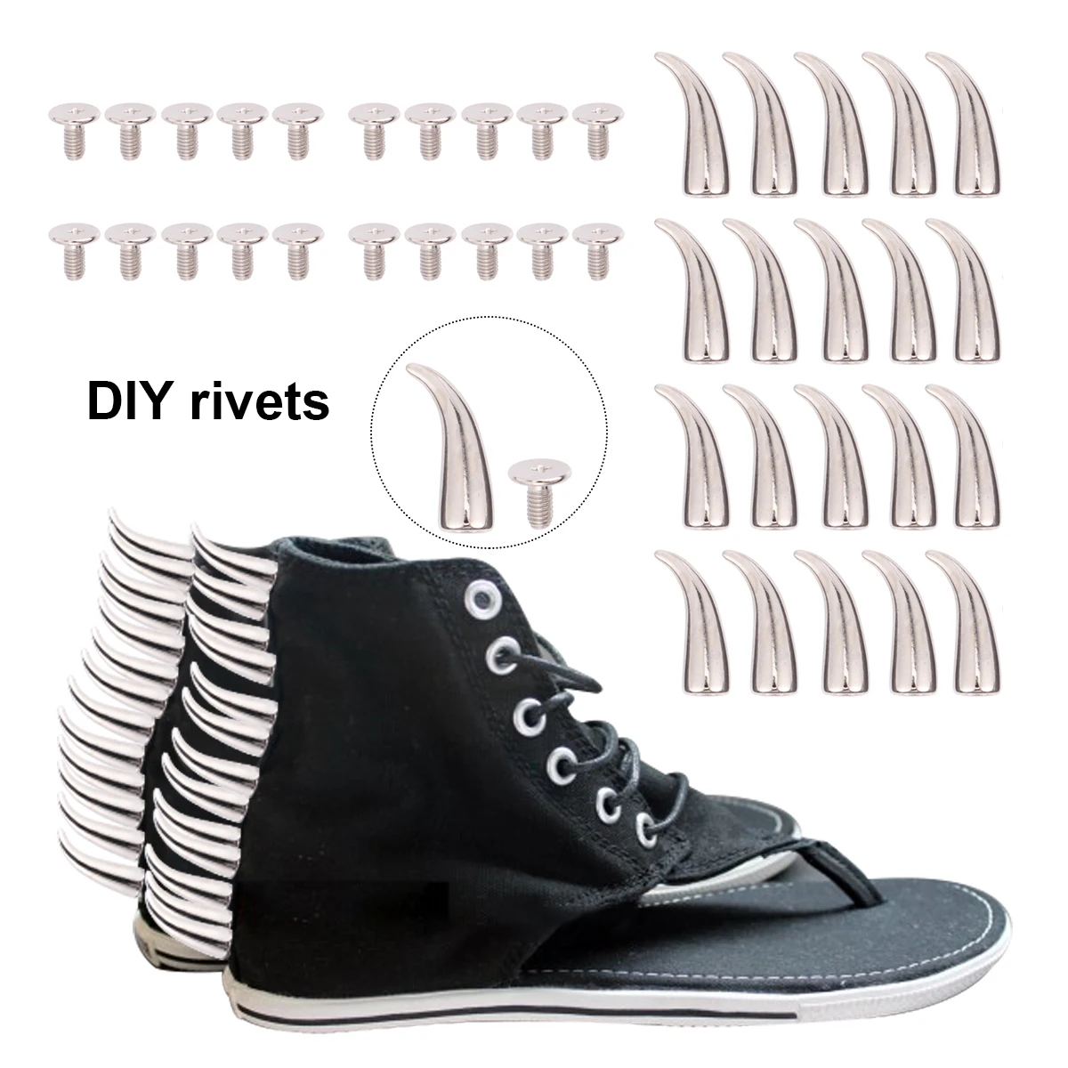 20 pcs Diy Rivets Punk Style Fashionable Metal Rivets For Bags Jeans Decor Silver 7X21Mm Peppers Shape Durable Diy Tool