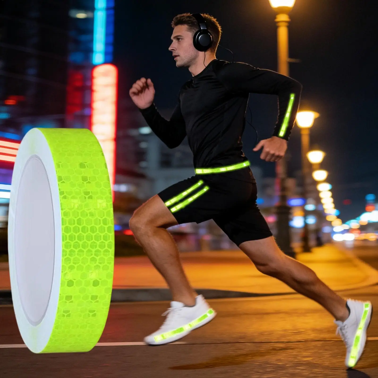 Reflector Tape High Conspicuity Strong Adhesive Strips 0.95 Inch x 16.4 Feet Safety Outdoor Reflective Tape for Vehicles Bikes