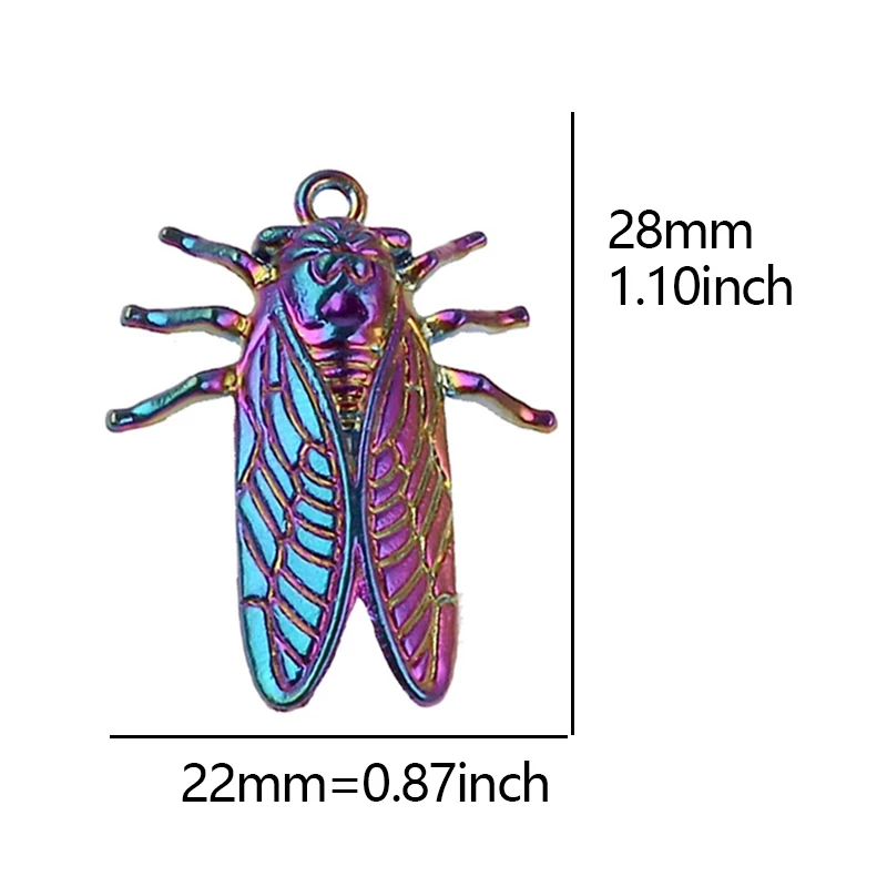 10pcs Dragonfly Hawk Moth Charms Rainbow Color Butterfly Owl Spider Charms Alloy Pendant For Jewelry Making DIY Necklaces Gifts