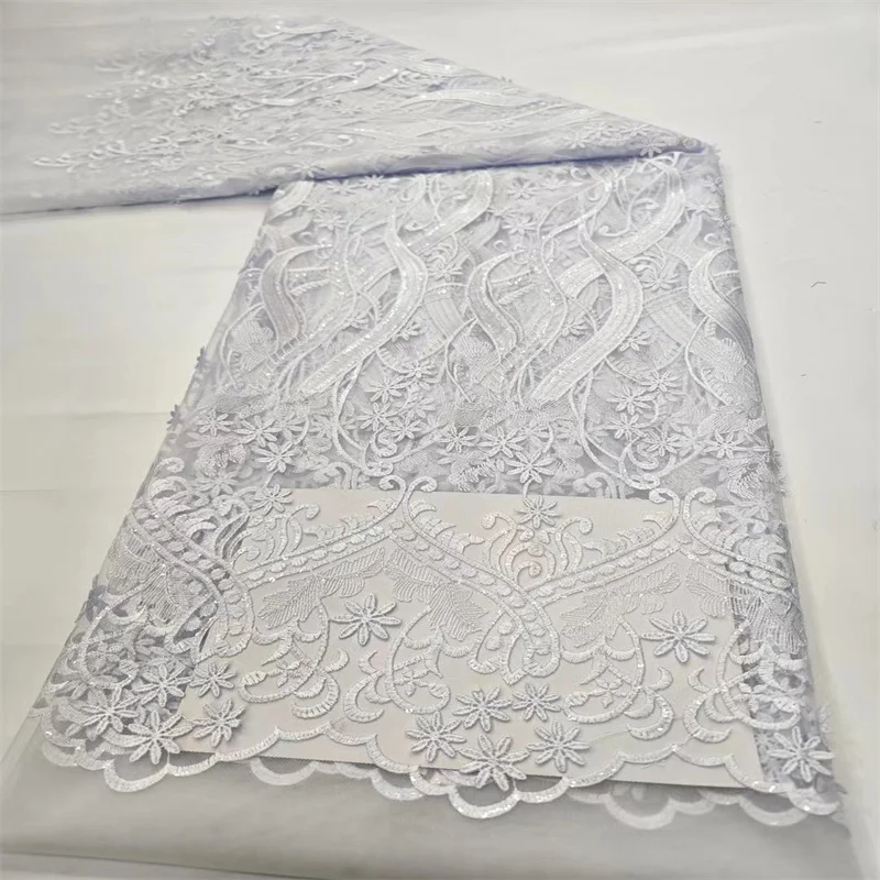 

African French 3D Flower Lace Fabric, Sequin Groom, Nigerian Wedding Dress Sewing, High -End, High Quality