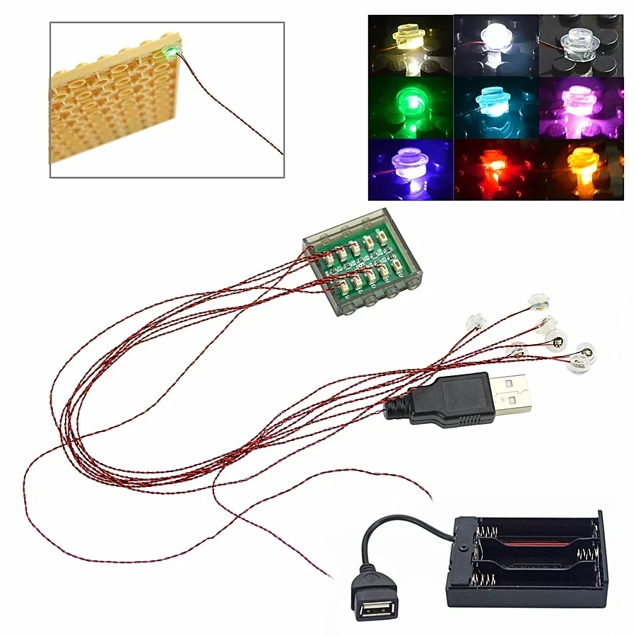 1Pcs LED 0.8 Pin Light Building Blocks Flash Light Stripline Lamp DIY Street Light City Electric Light-Emitting Brick