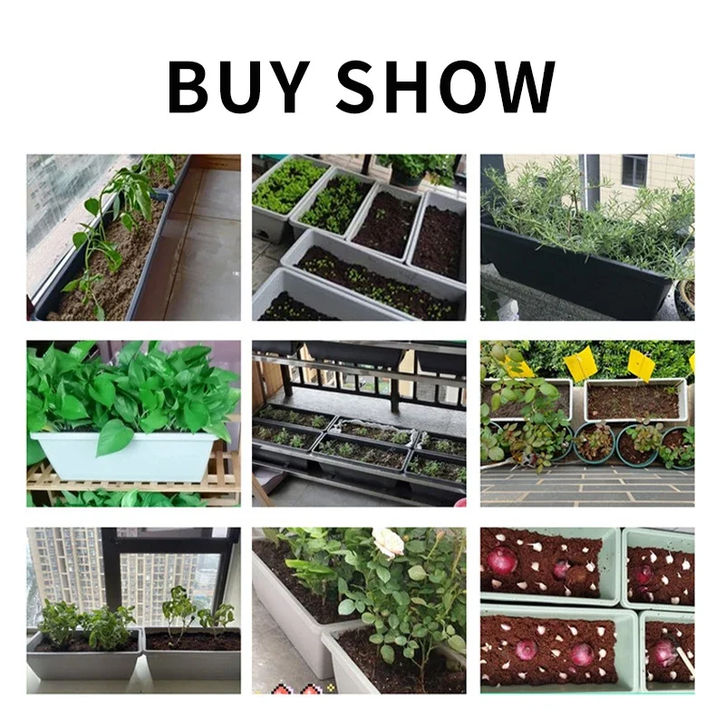 Family Balcony Vegetables Plants Grooves with Tray Household Window Frame Planter Box Plastic Rectangular Flower Planting Pots