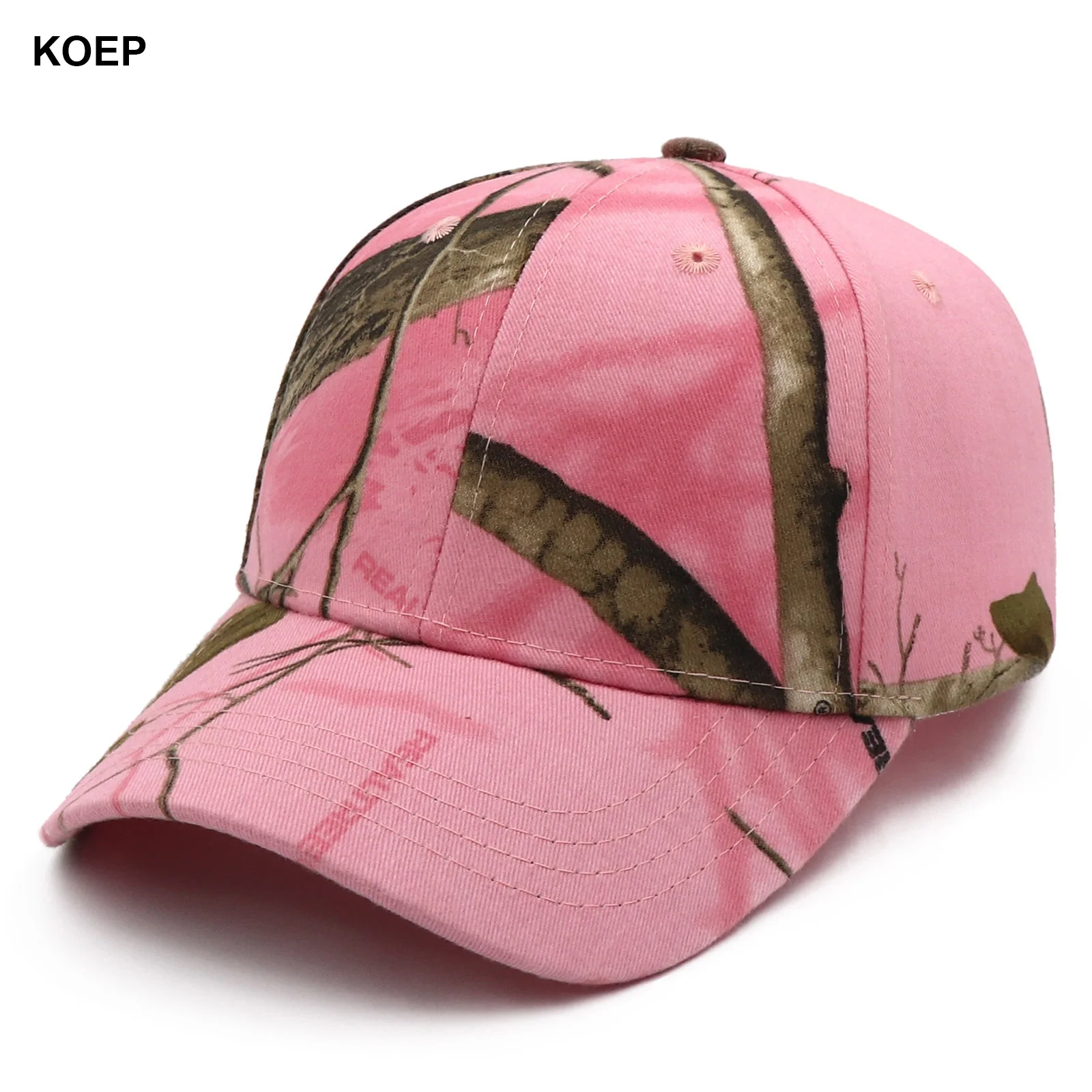 KOEP Jungle Tree Pink Camouflage Cotton Mom Snapback Hat Outdoor Fishing Baseball Cap Bold Fluorescent Women Camo Hunting Hat