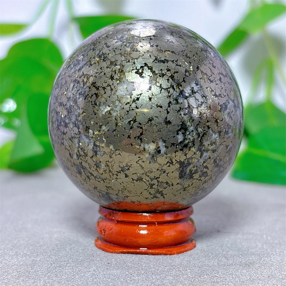 Pyrite Sphere  Crystal Natural Stone Quartz Minerals Home Decoritems Reiki Garden Lucky Love Gifts Energy Healing +Stand