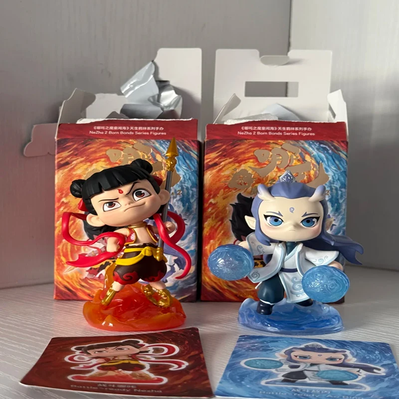 POP MART Blind Box Sammelfigur Ne Zha Dämon Inborn Bond Serie Ao Bing Anime-Figur Desktop-Ornament für Sammler
