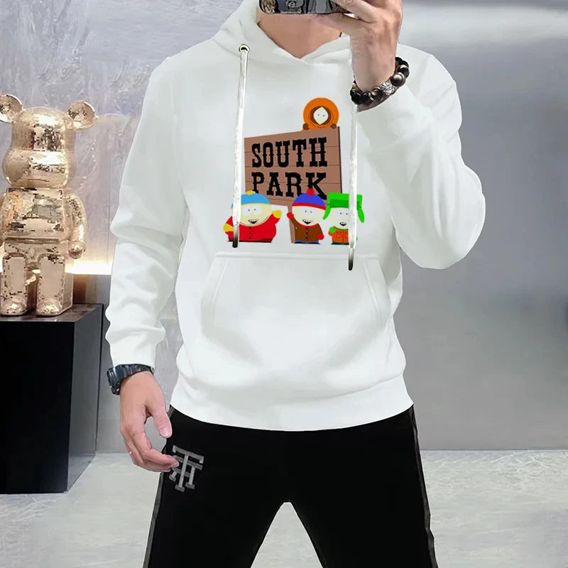 South Park Print Fashion New Graphic Hoodies Men Nuevo En Sudaderas Black White Clothing Design New Sudaderas Para Hombre