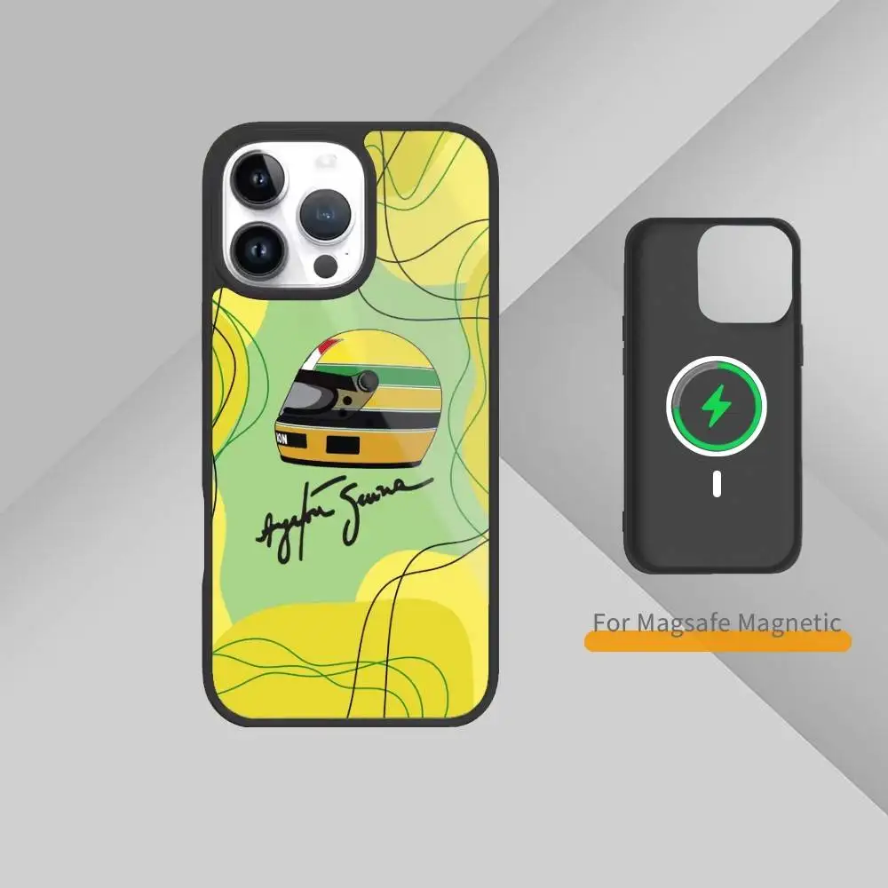 Capa de telefone Racing Driver A-Ayrton S-Senna para iPhone17,16,15,14,13,12,11 Plus,Pro Max magnético para carregamento sem fio Magsafe