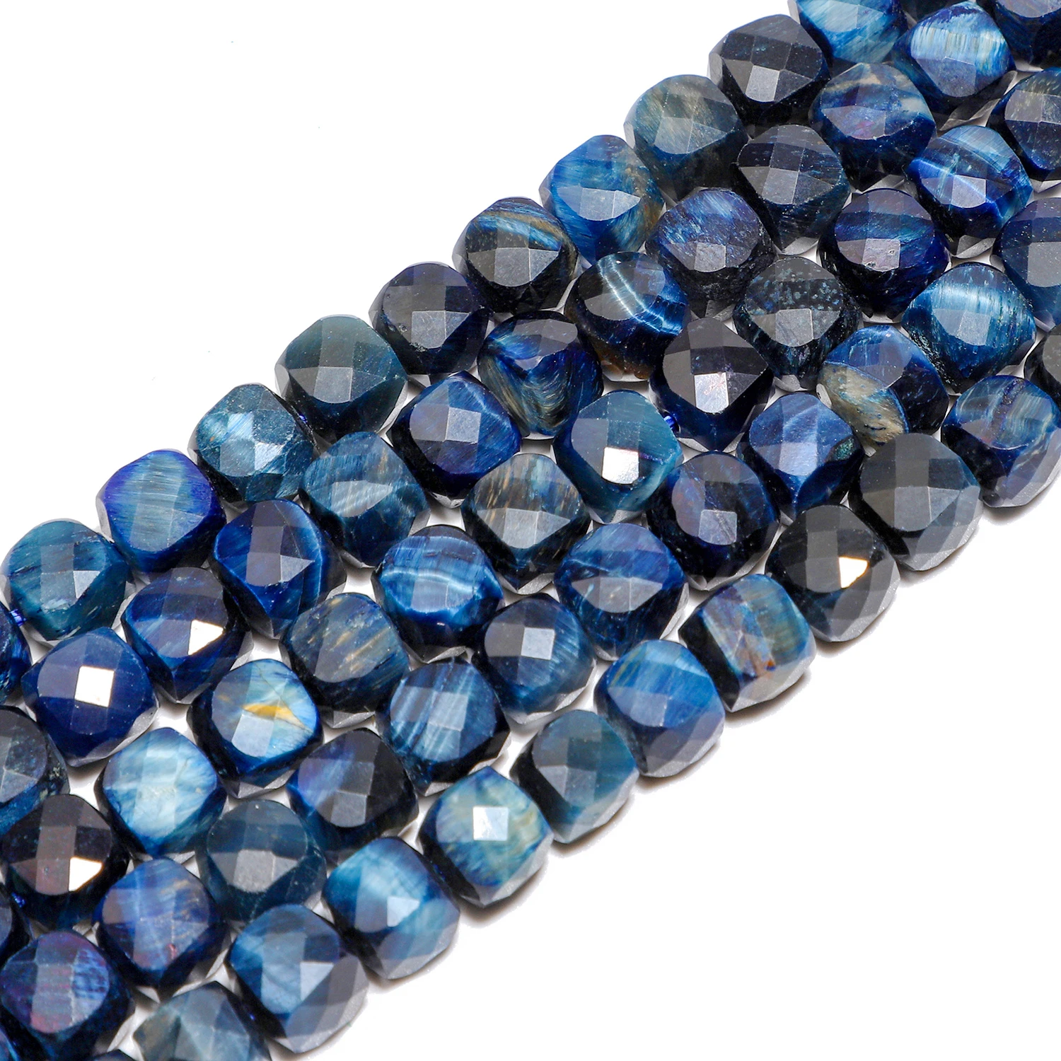 Perles en œil de tigre bleu, cube à facettes AAA, 8mm, perles d\'espacement carrées en pierre naturelle pour bijoux, accessoires de bracelets de