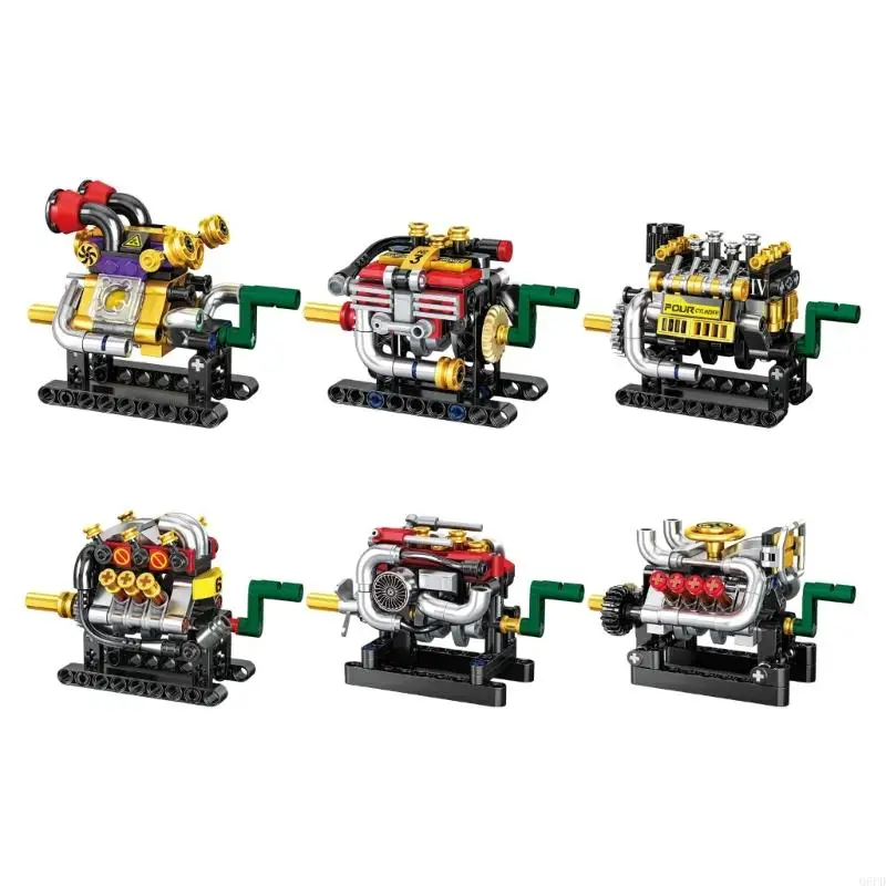   Hands-On Miniature Engine Model with Plastic Construction and Base