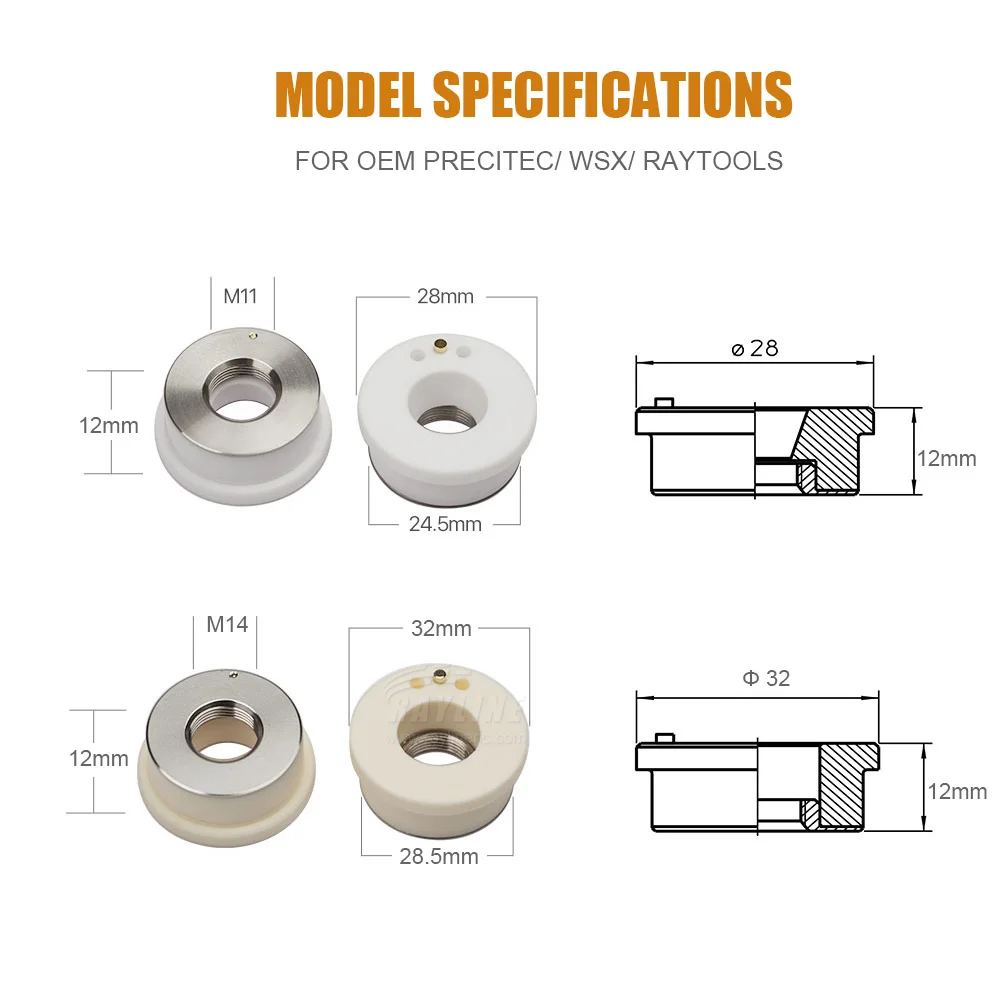 Raytools Optic Ceramic Body Cutting Head Accessories Laser Cutting Ceramic Ring Fiber With Stable Signal Nozzle Connector D32