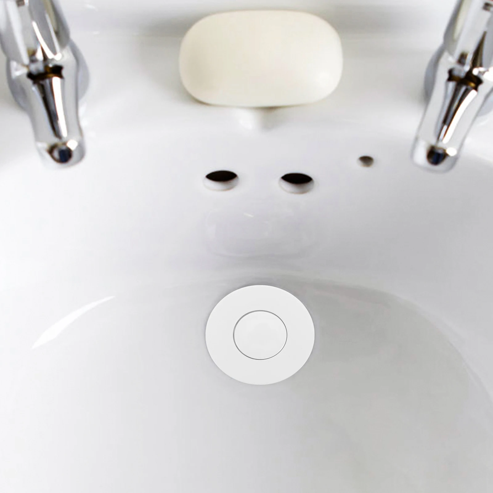 

Basin Press-Type Plug White ABS Core Drainer Anti-Clogging Filter Bathroom Sink Stopper Replacement Durable Copper Material Bath