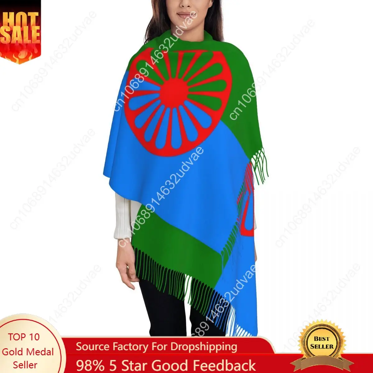 

Romany Roma Travellers Flag Shawl Wrap Women Winter Warm Large Long Scarf Neckerchief Shawl Scarves