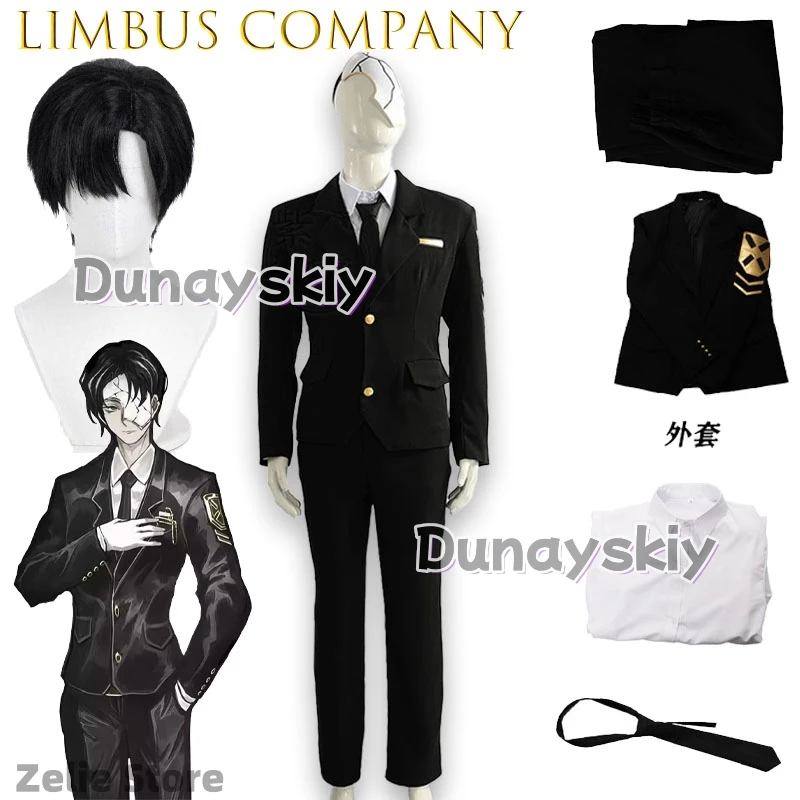 Disfraz de Cosplay de Limbus Company Index Finger Patriarch, Traje de Negocios Vintage, Conjunto Completo, Vestido de Anime y Videojuegos, Chaqueta Grande, Pantalones, Corbata de Lazo ‌