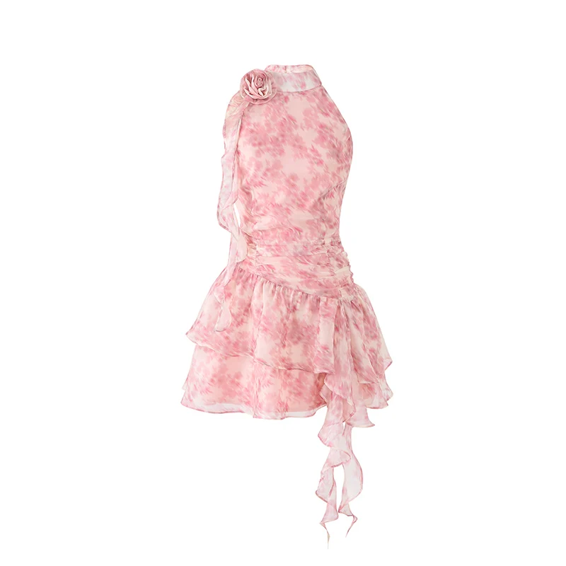 LaluneDuCiel novedad de verano Svel Ne estampado colgante Sa Dr falda acampanada de fibra de poliéster longitud ort patrón Floral