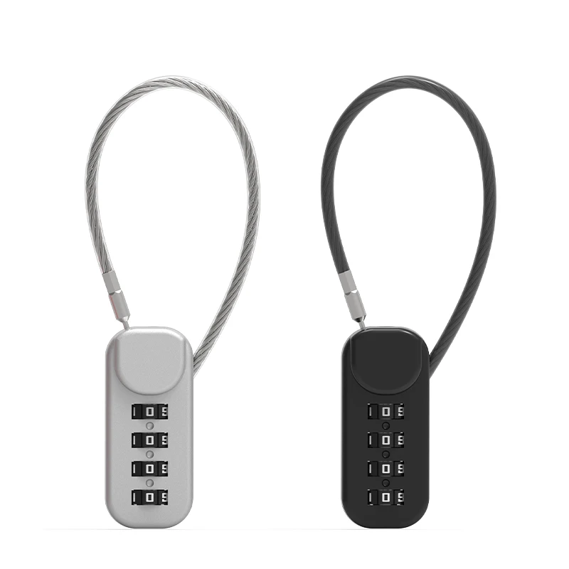 Zinc Alloy 4 Digit Password Lock Portable Anti-Theft Wire Rope Dormitory Cabinet Lock Padlock Luggage Combination Lock Home